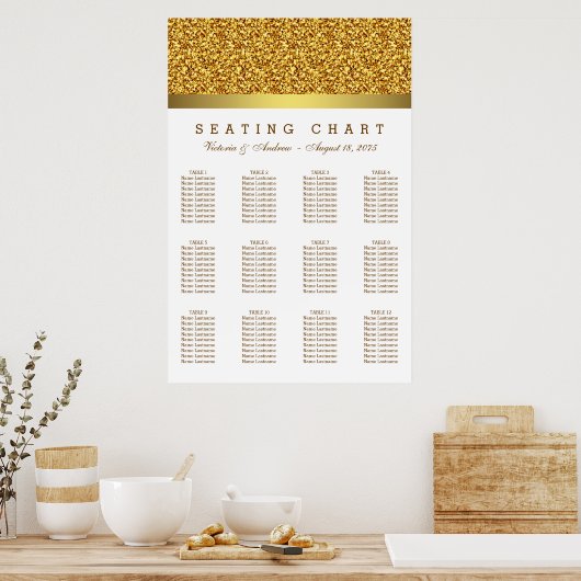 Weiße und goldene Hochzeitstabelle Poster (Küche)
