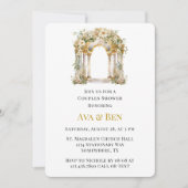 Weiße und goldene Kirchenpaare Dusche Einladung (Vorderseite)