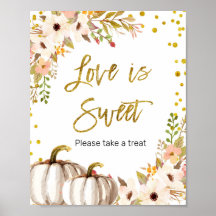 Weiße und goldene Kürbis Liebe ist Sweet Sign