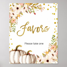 Weiße und goldene Kürbis Wasserfarbe Gefälligkeits Poster