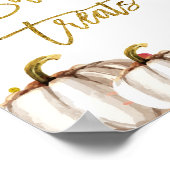 Weiße und goldene KürbisZeichen Süßes Leckereien Poster (Ecke)