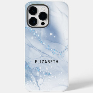 Weiße und goldene Marmor-Glitter-Personalisierung Case-Mate iPhone 14 Pro Max Hülle