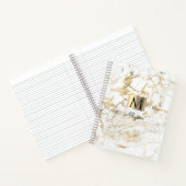 Weiße und goldene Marmor, Goldbox, Name & Monogram Notizblock (Innenseite)