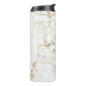 Weiße und goldene Marmor, Goldbox, Name & Monogram Thermosbecher (Nach links gedreht)