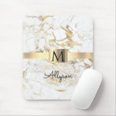 Weiße und goldene Marmor, Goldbox, Schwarzer Name  Mousepad (Mit Mouse)