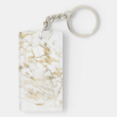 Weiße und goldene Marmor, Goldbox, Schwarzer Name Schlüsselanhänger (Rückseite)