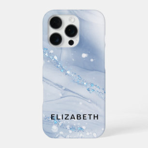 Weiße und goldene Marmorglitzer personalisiert iPhone 16 Pro Hülle