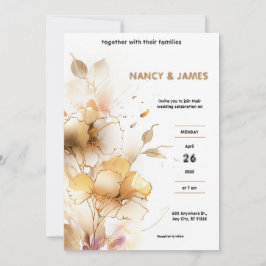 Weiße und goldene moderne Hochzeitseinladungen Einladung