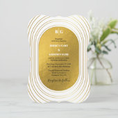 Weiße und goldene moderne Minimalistische Arch-Hoc Einladung (Stehend Vorderseite)