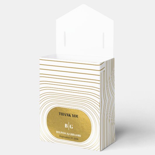 Weiße und goldene moderne Minimalistische Arch-Hoc Geschenkschachtel (Geöffnet)