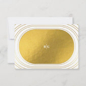 Weiße und goldene moderne Minimalistische Arch-Hoc RSVP Karte (Rückseite)