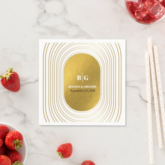 Weiße und goldene moderne Minimalistische Arch-Hoc Serviette (Beispiel)