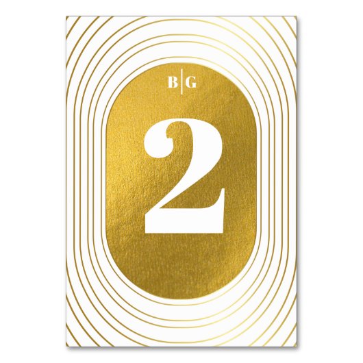 Weiße und goldene moderne Minimalistische Arch-Hoc Tischnummer (Rückseite)