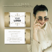 Weiße und goldene Ornamente Goldener Glitzer mit L Visitenkarte