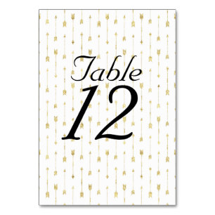 Weiße und goldene Pfeile Muster Tischnummer