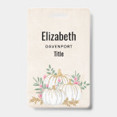 Weiße und goldene Pumpkins Wasserfarbe Ausweis (Rückseite)