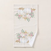 Weiße und goldene Pumpkins Wasserfarbe Badhandtuch Set (Handtuch)