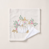 Weiße und goldene Pumpkins Wasserfarbe Badhandtuch Set (Waschlappen)