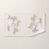 Weiße und goldene Pumpkins Wasserfarbe Badhandtuch Set (Handtuch)