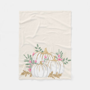 Weiße und goldene Pumpkins Wasserfarbe Fleecedecke