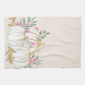 Weiße und goldene Pumpkins Wasserfarbe Geschirrtuch (Horizontal)