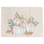 Weiße und goldene Pumpkins Wasserfarbe Große Geschenktüte (Rückseite)