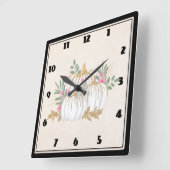 Weiße und goldene Pumpkins Wasserfarbe Große Uhr (Winkel)