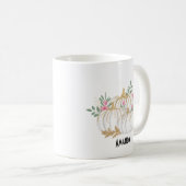 Weiße und goldene Pumpkins Wasserfarbe Kaffeetasse (VorderseiteRechts)