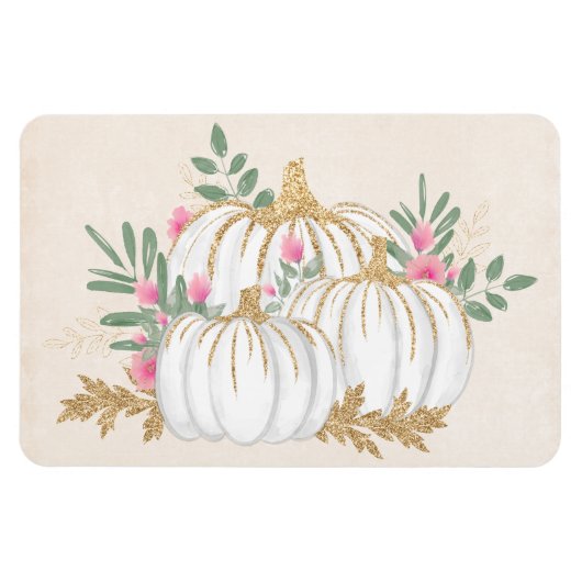 Weiße und goldene Pumpkins Wasserfarbe Magnet (Horizontal)
