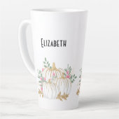 Weiße und goldene Pumpkins Wasserfarbe Milchtasse (Linke Ecke)