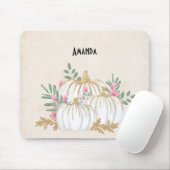 Weiße und goldene Pumpkins Wasserfarbe Mousepad (Mit Mouse)
