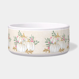 Weiße und goldene Pumpkins Wasserfarbe Napf