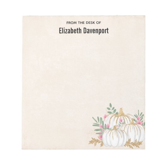 Weiße und goldene Pumpkins Wasserfarbe Notizblock (Vorderseite)