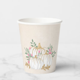 Weiße und goldene Pumpkins Wasserfarbe Pappbecher