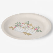 Weiße und goldene Pumpkins Wasserfarbe Pappteller (Schrägansicht)