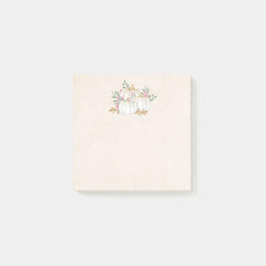 Weiße und goldene Pumpkins Wasserfarbe Post-it Klebezettel (Vorderseite)