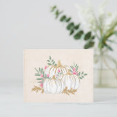 Weiße und goldene Pumpkins Wasserfarbe Postkarte (Stehend Vorderseite)