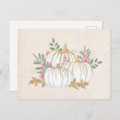 Weiße und goldene Pumpkins Wasserfarbe Postkarte (Vorne/Hinten)