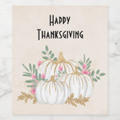 Weiße und goldene Pumpkins Wasserfarbe Weinetikett (Einzelnes Label)