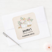 Weiße und goldene Pumpkins Wasserfarbenkerne Quadratischer Aufkleber (Umschlag)