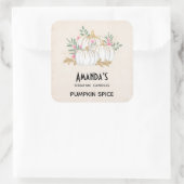 Weiße und goldene Pumpkins Wasserfarbenkerne Quadratischer Aufkleber (Tasche)