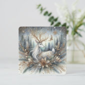 Weiße und goldene Rentiere Flache Grußkarte Karte (Stehend Vorderseite)