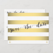 Weiße und goldene Save the Date-Postkarten Ankündigungspostkarte (Vorne/Hinten)