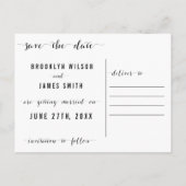 Weiße und goldene Save the Date-Postkarten Ankündigungspostkarte (Rückseite)