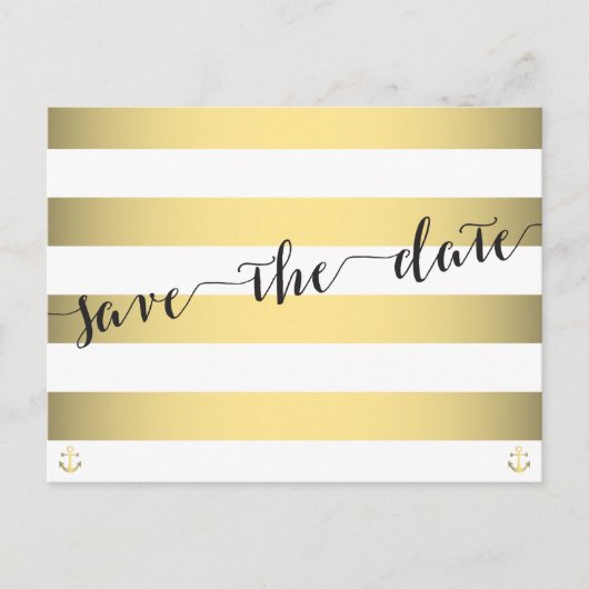 Weiße und goldene Save the Date-Postkarten Ankündigungspostkarte (Vorderseite)