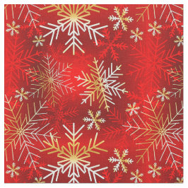 Weiße und goldene Schneeflocken im roten Hintergru Stoff