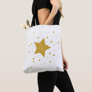 Weiße und goldene Sternennacht Tasche