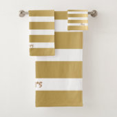 Weiße und goldene Streifen Modernes Design Badhandtuch Set (Insitu)