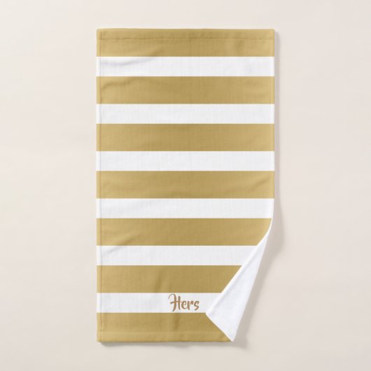 Weiße und goldene Streifen Modernes Design Badhandtuch Set (Handtuch)