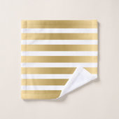 Weiße und goldene Streifen Modernes Design Badhandtuch Set (Waschlappen)